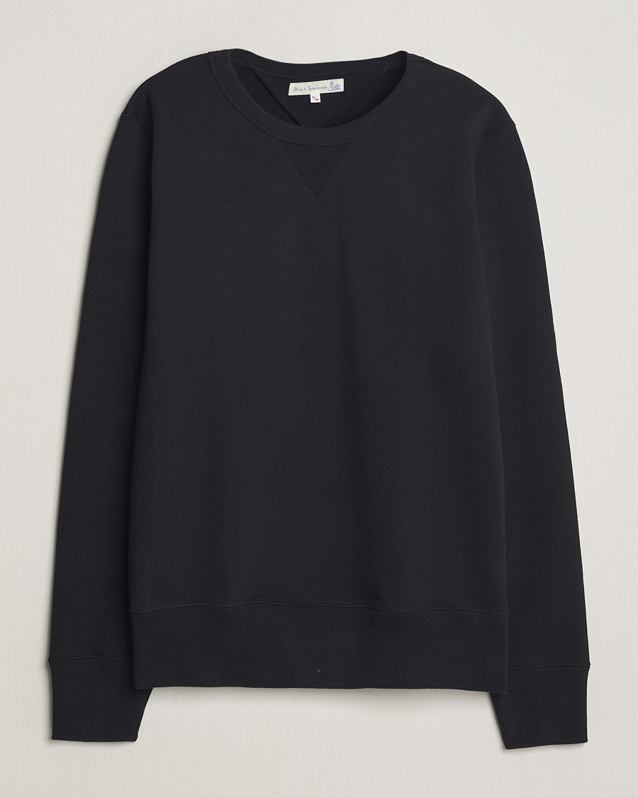 Heren | Truien | Merz b. Schwanen | Organic Cotton Crew Neck Sweatshirt Black