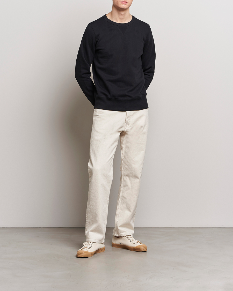 Heren | Truien | Merz b. Schwanen | Organic Cotton Crew Neck Sweatshirt Black