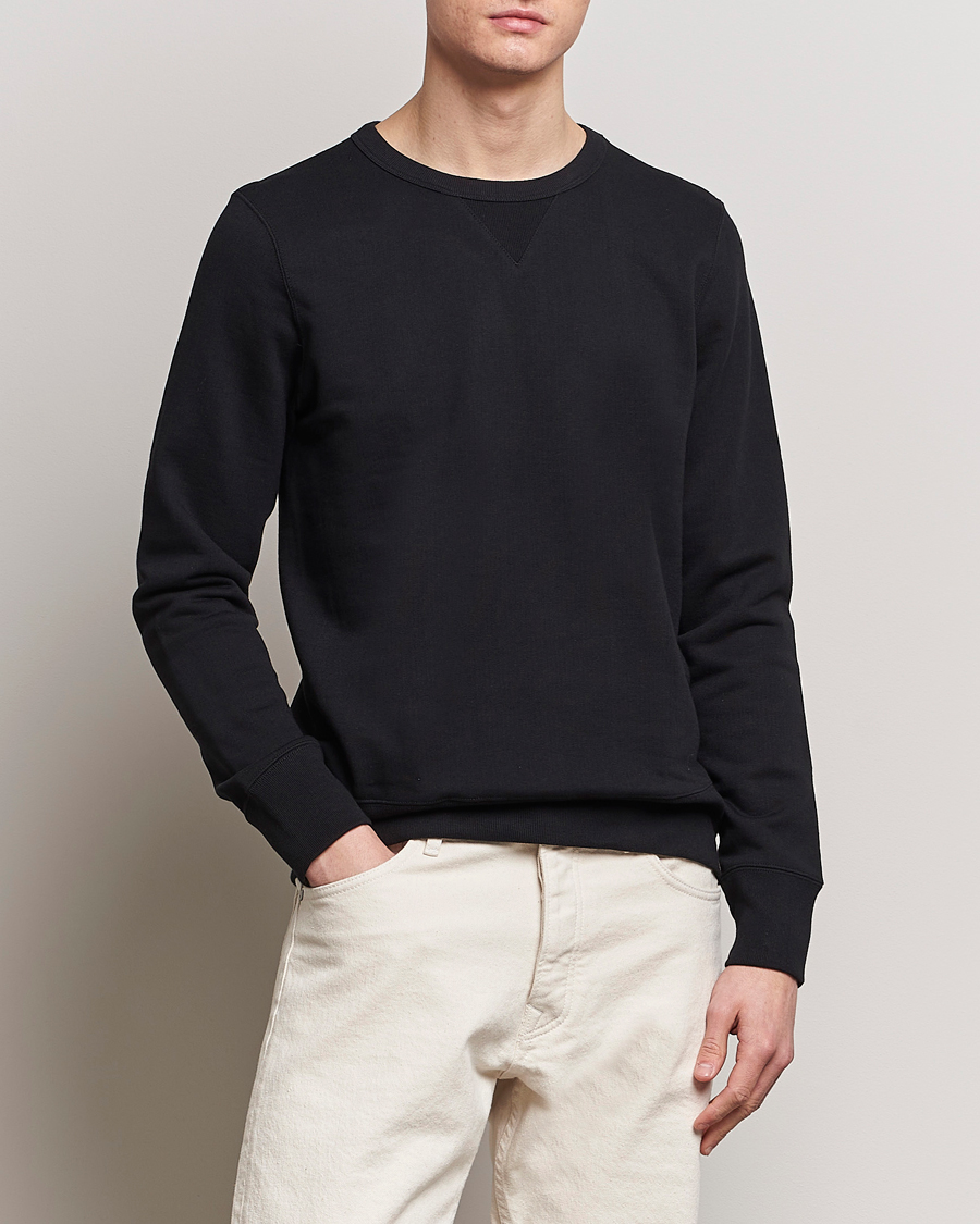 Heren | Sweatshirts | Merz b. Schwanen | Organic Cotton Crew Neck Sweatshirt Black