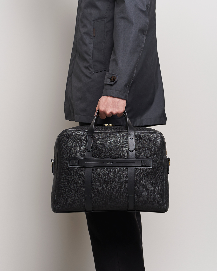Heren | Aktetassen | Mismo | Aspire Pebbled Leather Briefcase Black