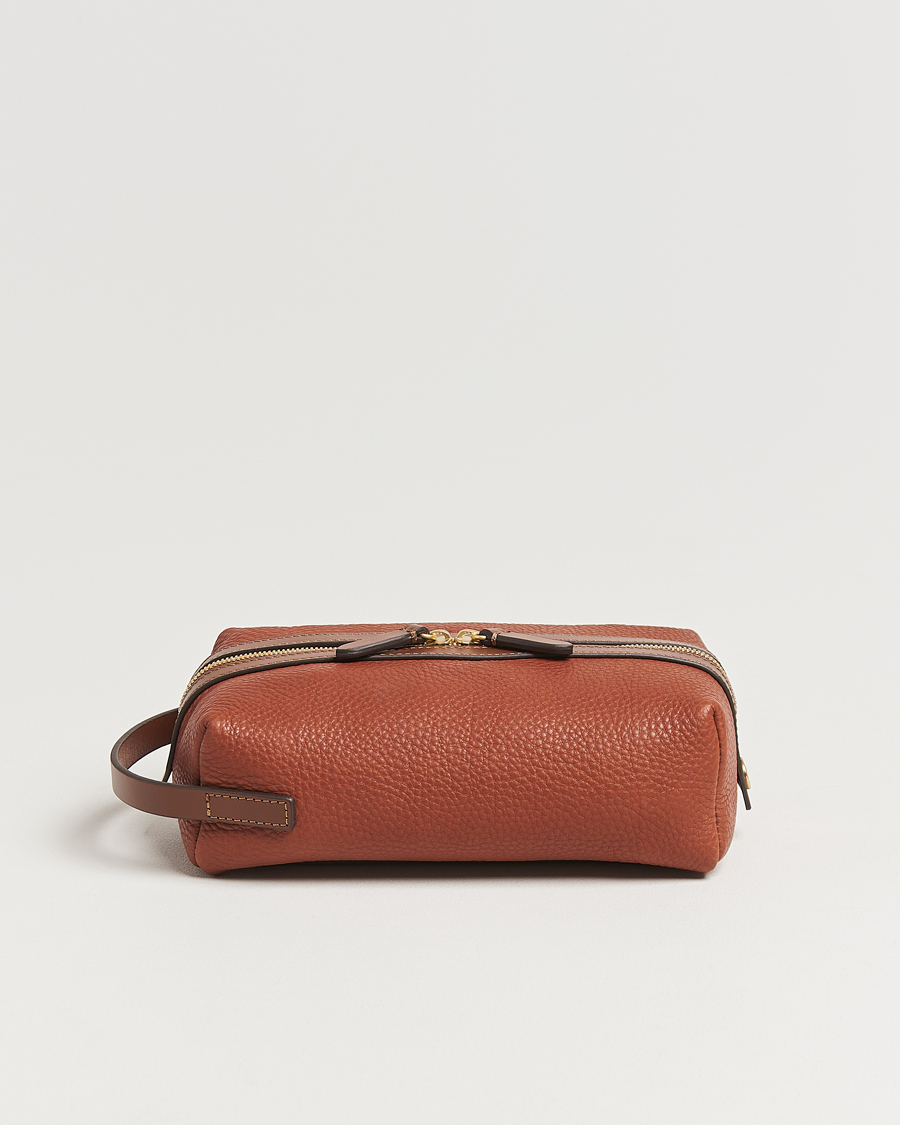 Heren | Tassen | Mismo | Groom Pebbled Leather Washbag Tabac/Cuoio