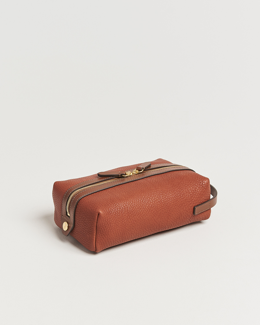 Heren | Tassen | Mismo | Groom Pebbled Leather Washbag Tabac/Cuoio