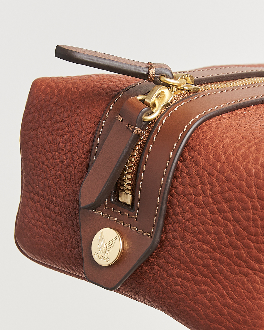 Heren | Tassen | Mismo | Groom Pebbled Leather Washbag Tabac/Cuoio