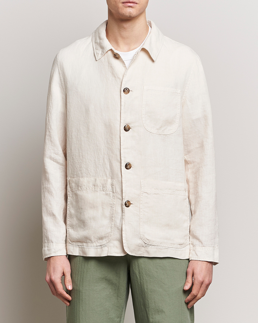 Heren | Overhemden | Altea | Linen Shirt Jacket Beige