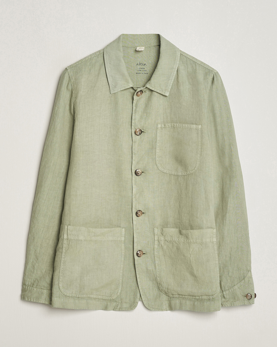 Heren | Overhemden | Altea | Linen Shirt Jacket Olive