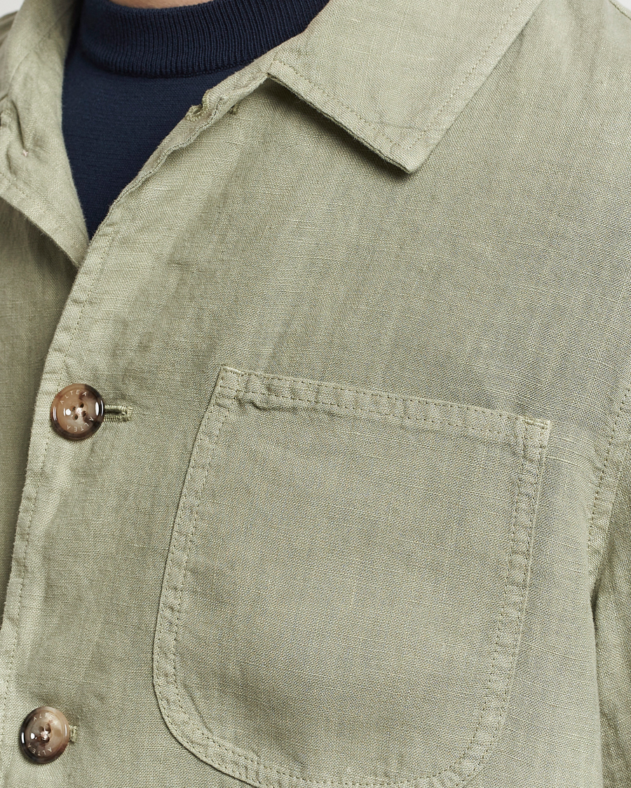 Heren | Overhemden | Altea | Linen Shirt Jacket Olive