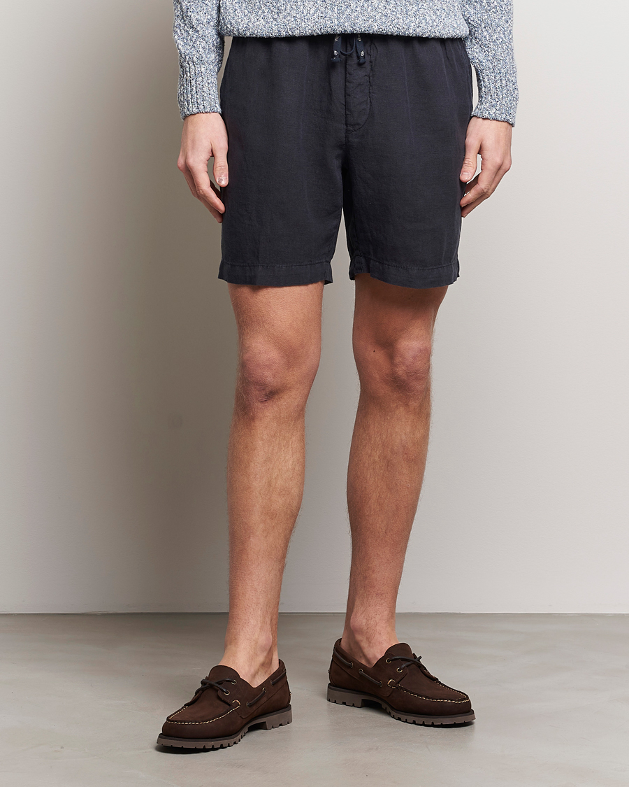 Heren | Linnen shorts | Altea | Linen Drawstring Shorts Navy