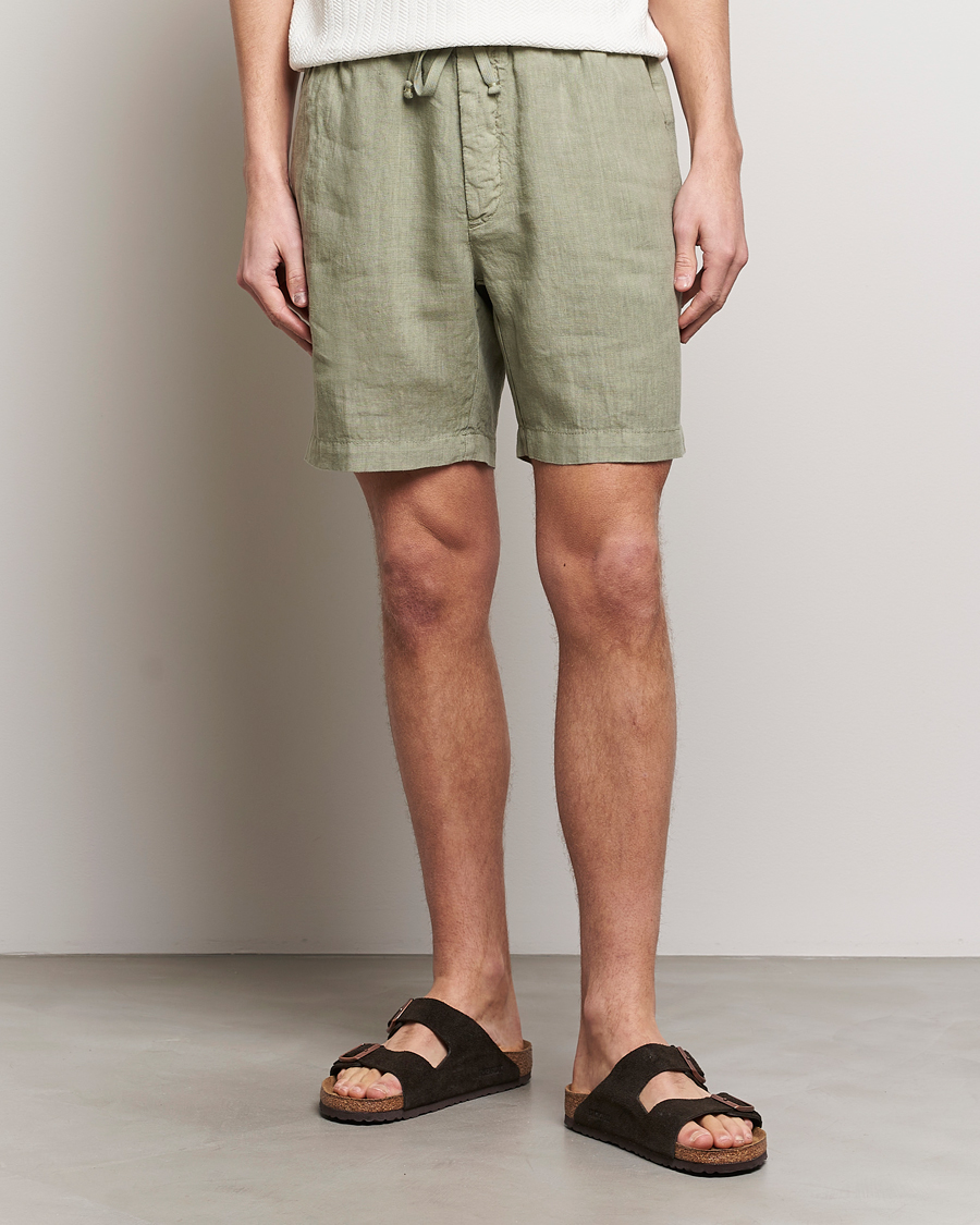 Heren | Linnen shorts | Altea | Linen Drawstring Shorts Olive