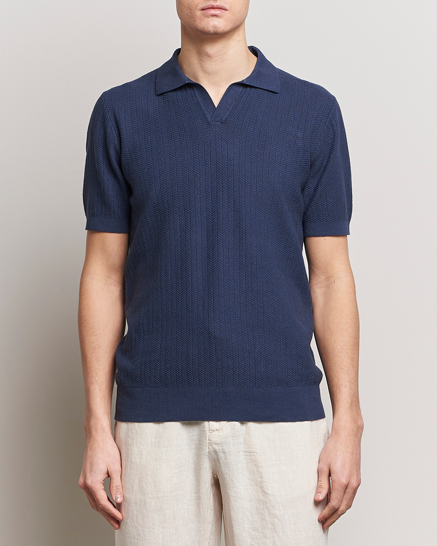 Heren | Poloshirts met korte mouwen | Altea | Knitted Chevron Polo Navy