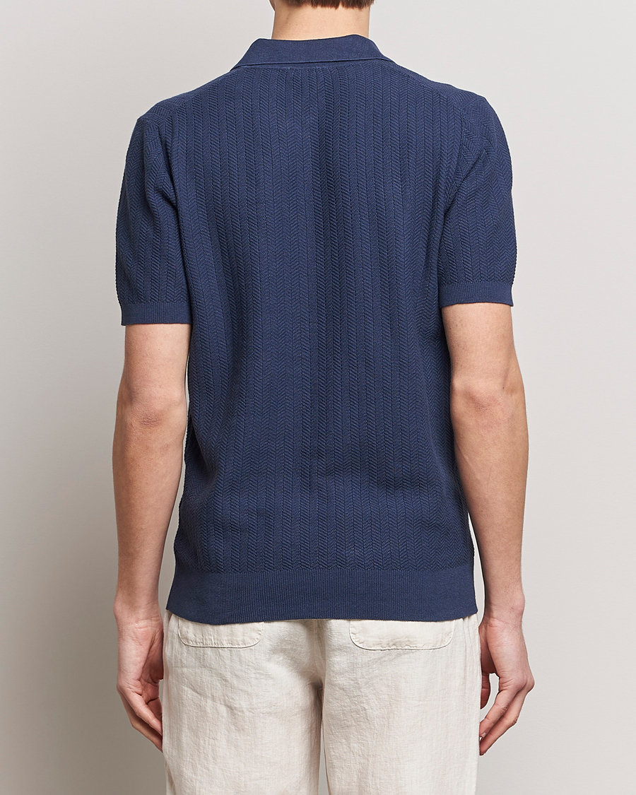 Heren | Polo's | Altea | Knitted Chevron Polo Navy