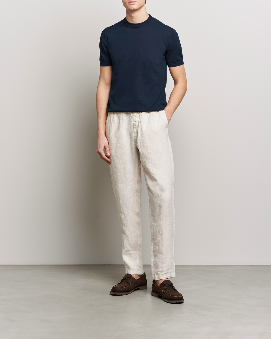 Heren | T-shirts | Altea | Extrafine Cotton Knit T-Shirt Navy