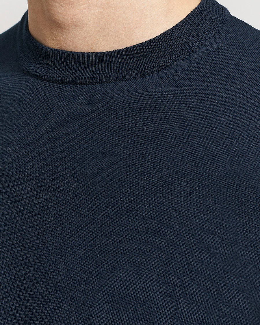 Heren | T-shirts | Altea | Extrafine Cotton Knit T-Shirt Navy