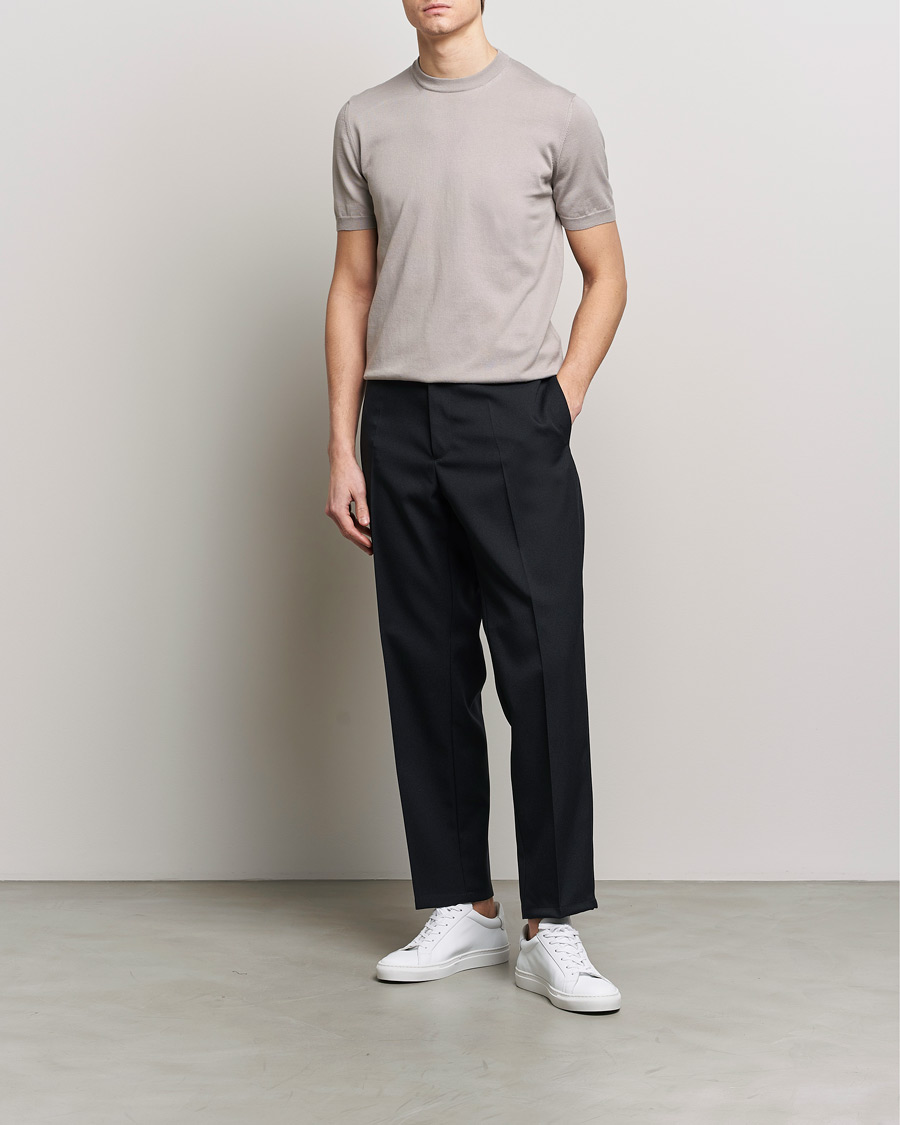 Heren | T-shirts | Altea | Extrafine Cotton Knit T-Shirt Taupe