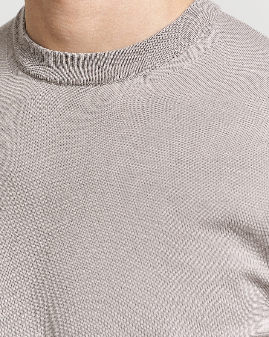 Heren | T-shirts | Altea | Extrafine Cotton Knit T-Shirt Taupe