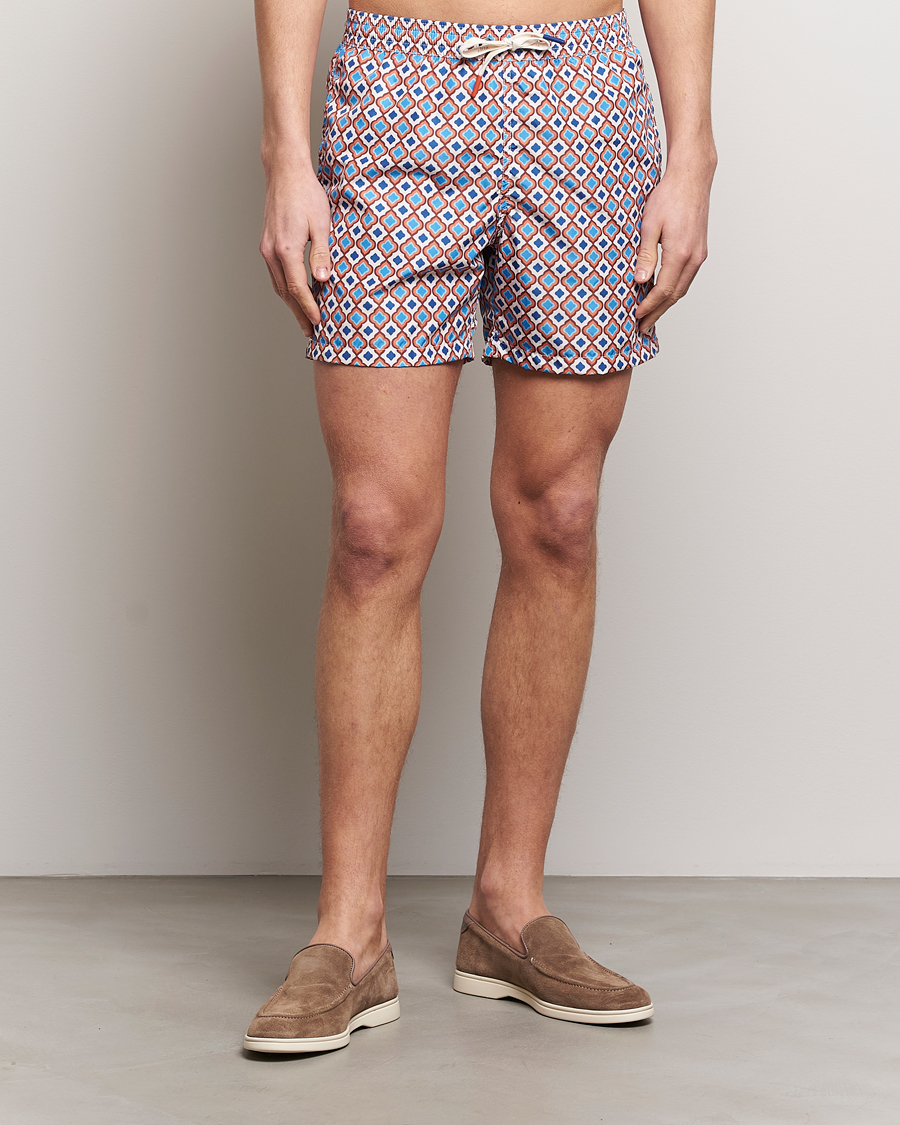 Heren | Altea | Altea | Printed Swim Shorts Blue/Orange