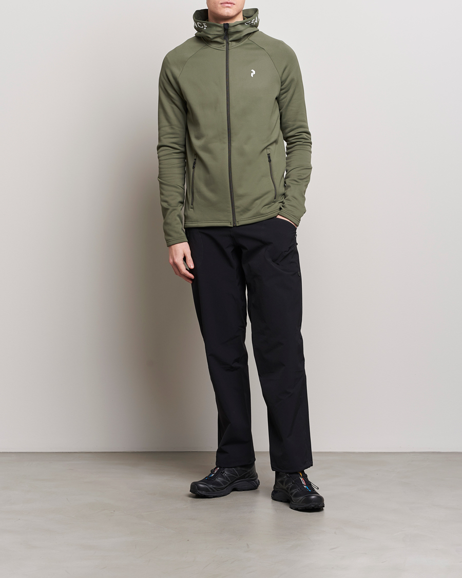 Heren | Truien | Peak Performance | Rider Hooded Full Zip Pine Needle