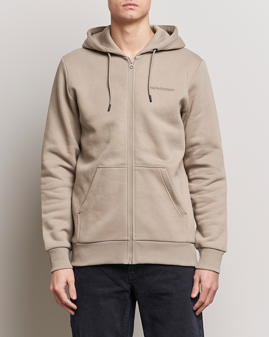 Heren | Truien | Peak Performance | Original Logo Full Zip Hoodie Avid Beige