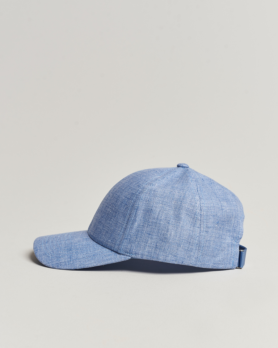 Heren | Afdelingen | Varsity Headwear | Linen Baseball Cap Azure Blue