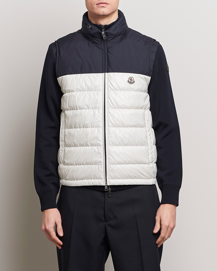 Heren |  | Moncler | Cerces Down Vest Off White/Navy