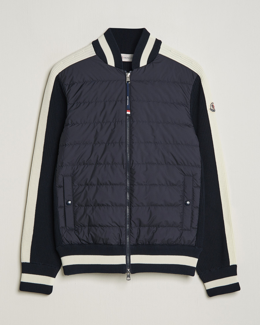 Heren | Truien | Moncler | Contrast Rib Padded Cardigan Navy