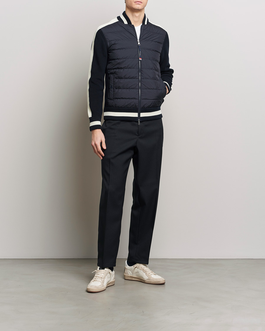 Heren | Truien | Moncler | Contrast Rib Padded Cardigan Navy
