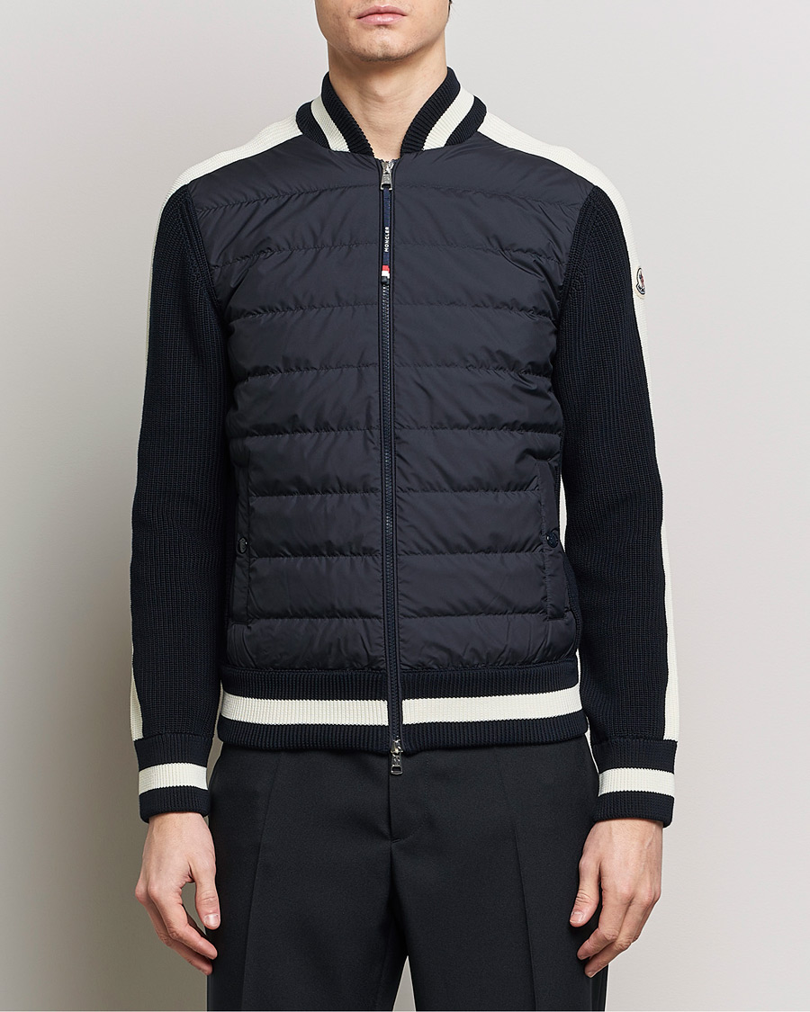 Heren | Cardigans | Moncler | Contrast Rib Padded Cardigan Navy