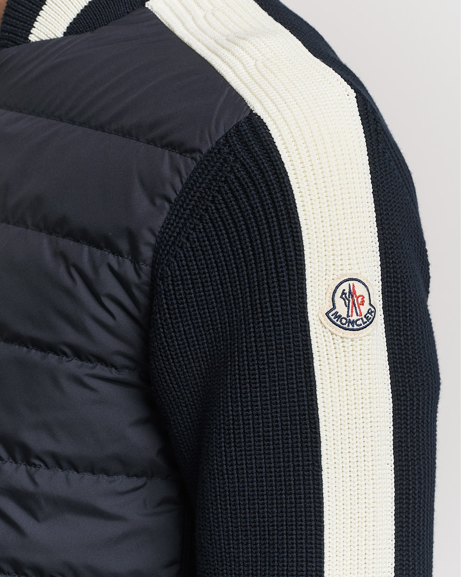 Heren | Truien | Moncler | Contrast Rib Padded Cardigan Navy