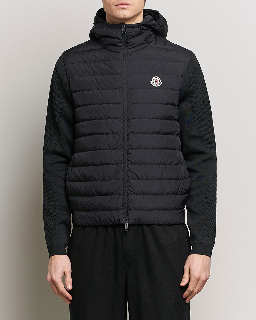 Heren | Luxury Brands | Moncler | Hooded Hybrid Zip Cardigan Black