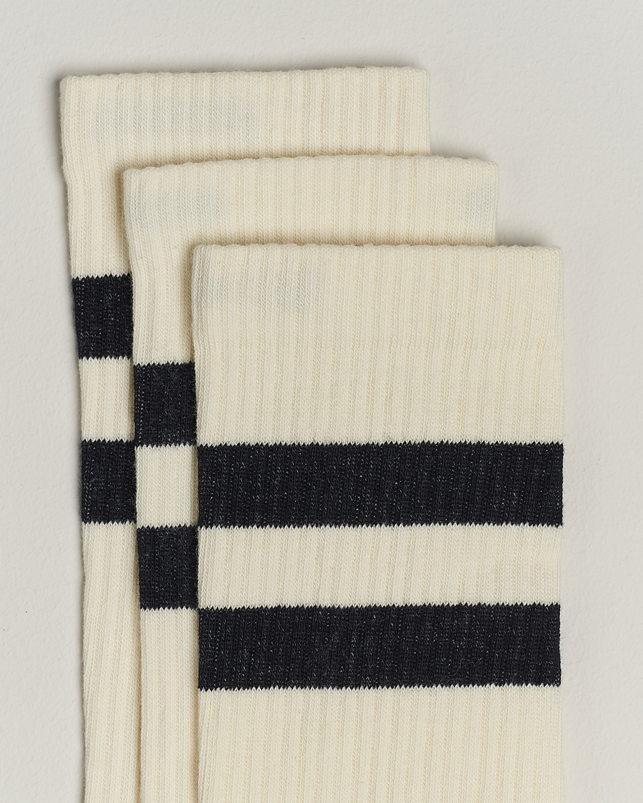 Heren | Ondergoed | Sweyd | 3-Pack Two Stripe Cotton Socks White/Black