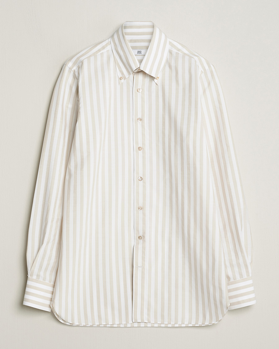 Heren | Overhemden | 100Hands | Striped Cotton Shirt Brown/White