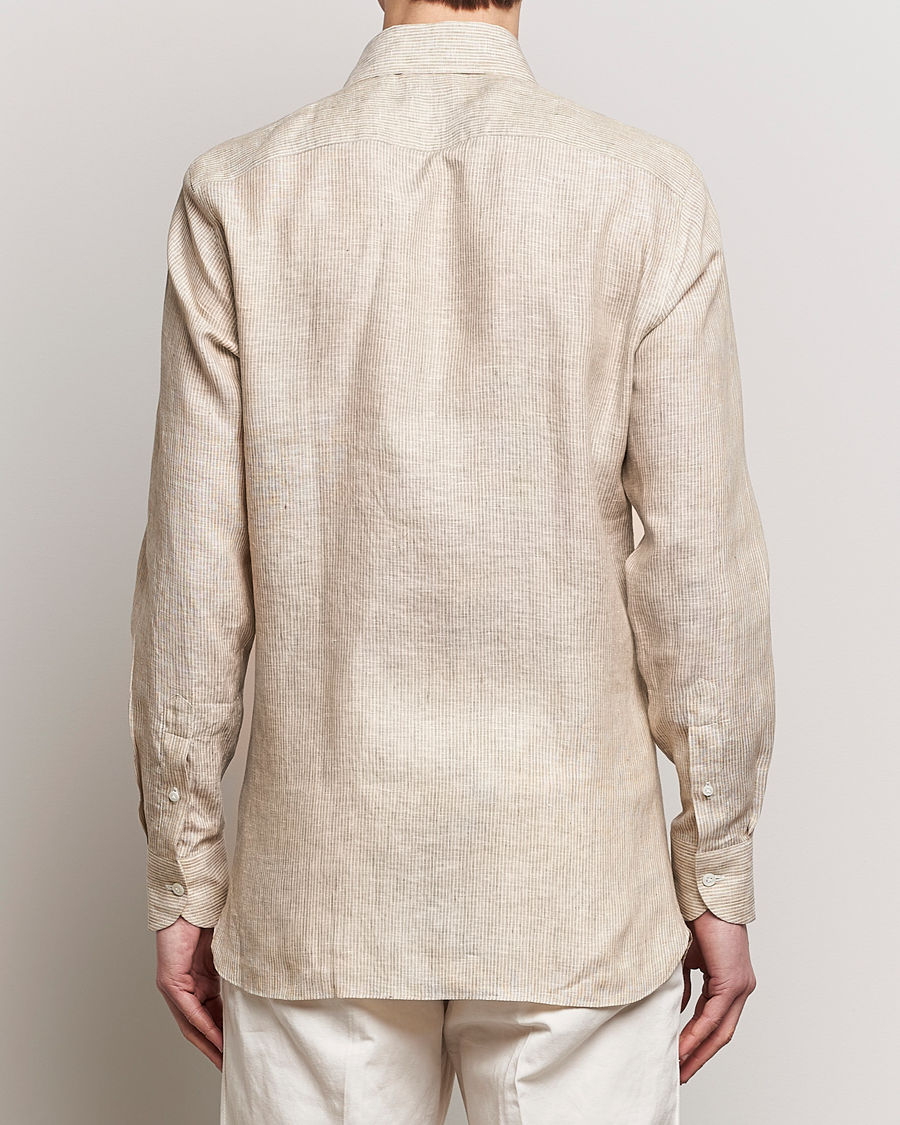 Heren | Overhemden | 100Hands | Striped Linen Shirt Brown