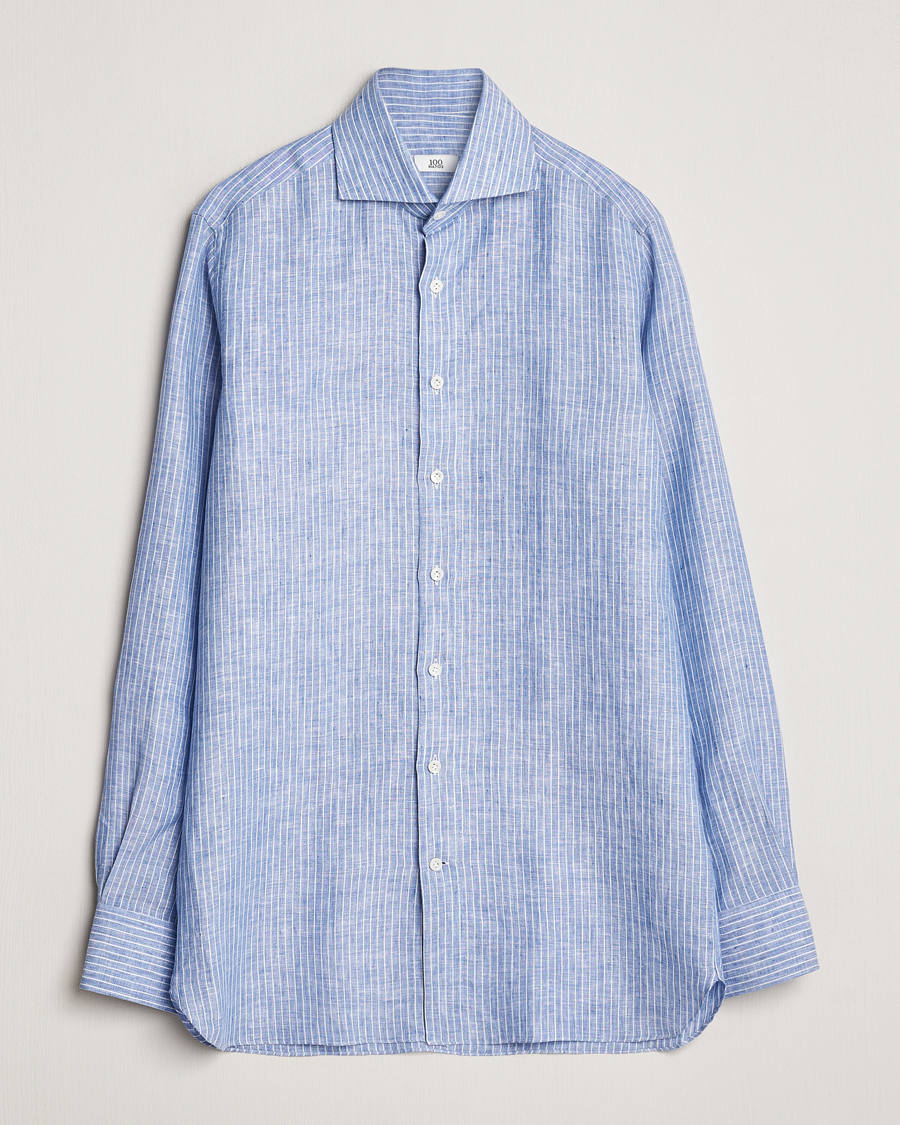 Heren | Overhemden | 100Hands | Striped Linen Shirt Navy