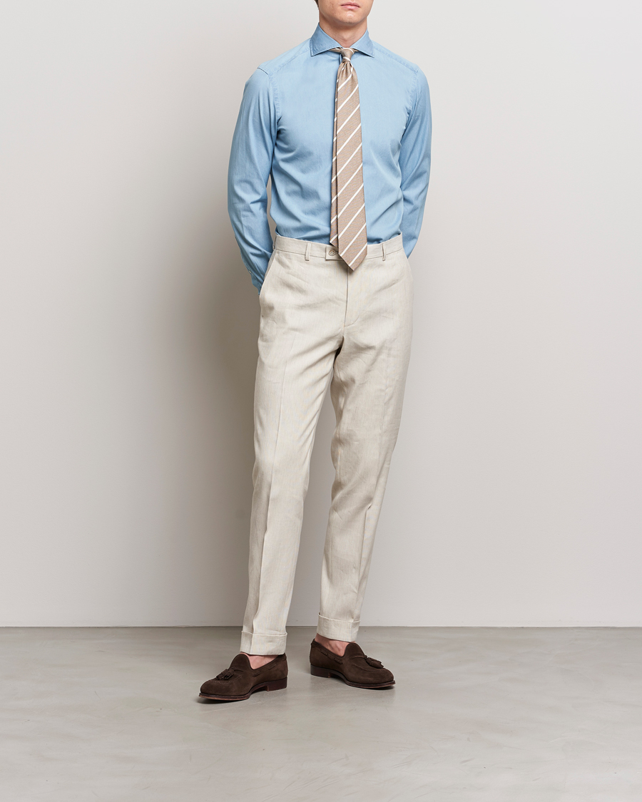 Heren | Overhemden | 100Hands | Ice Wash Denim Shirt Light Blue