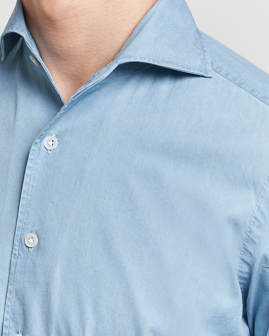 Heren | Overhemden | 100Hands | Ice Wash Denim Shirt Light Blue