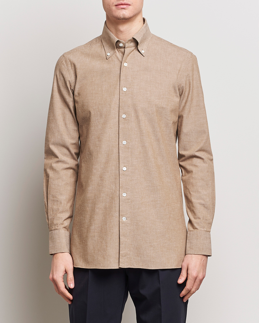 Heren | Business casual | 100Hands | Japanese Chambray Shirt Brown