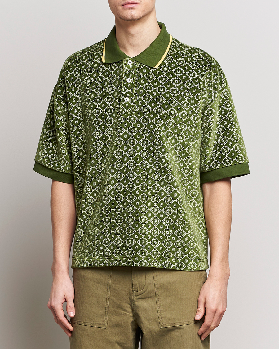 Heren | Drôle de Monsieur | Drôle de Monsieur | Short Sleeve Monogram Polo Green