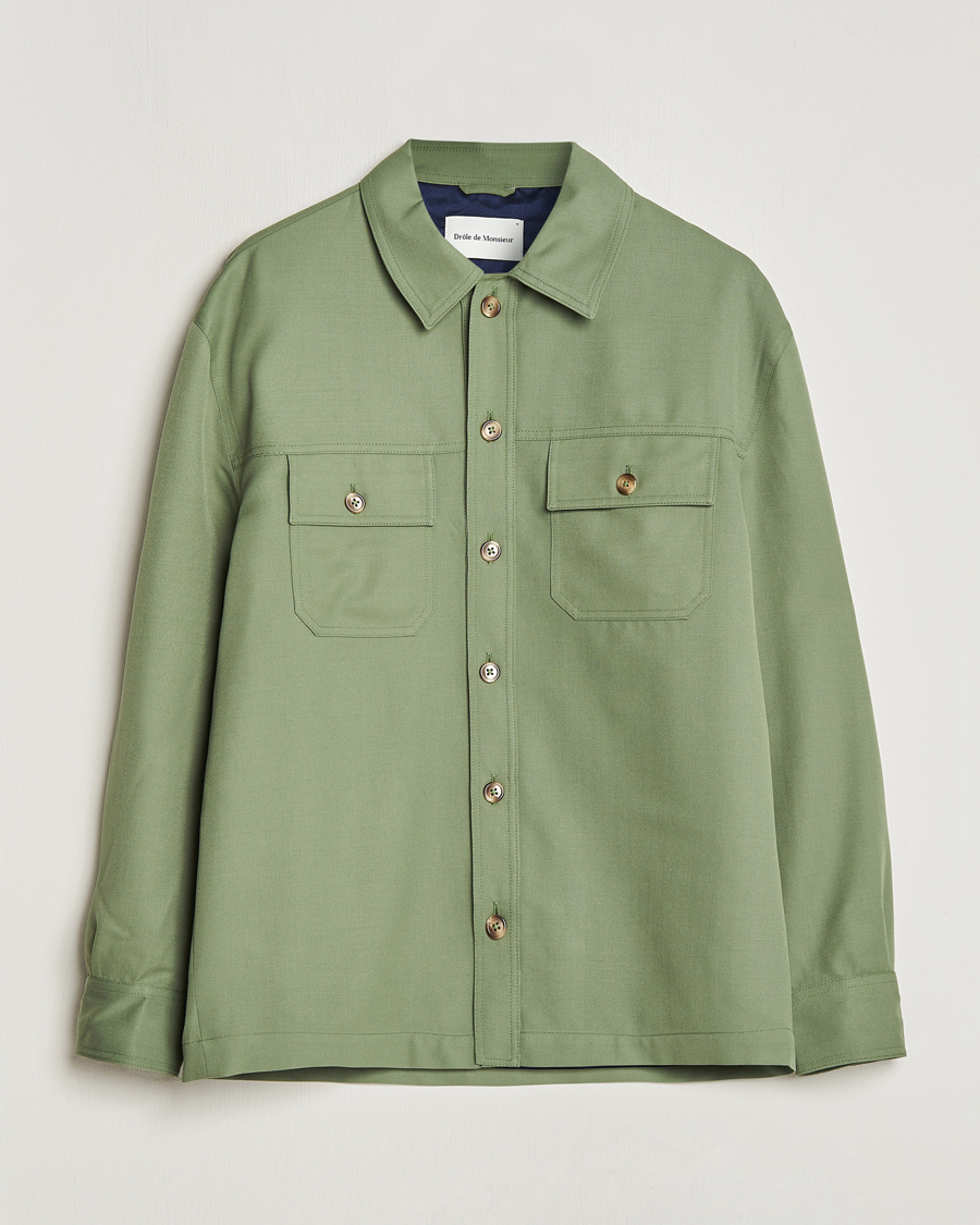 Heren | Overhemden | Drôle de Monsieur | Wool Overshirt Khaki