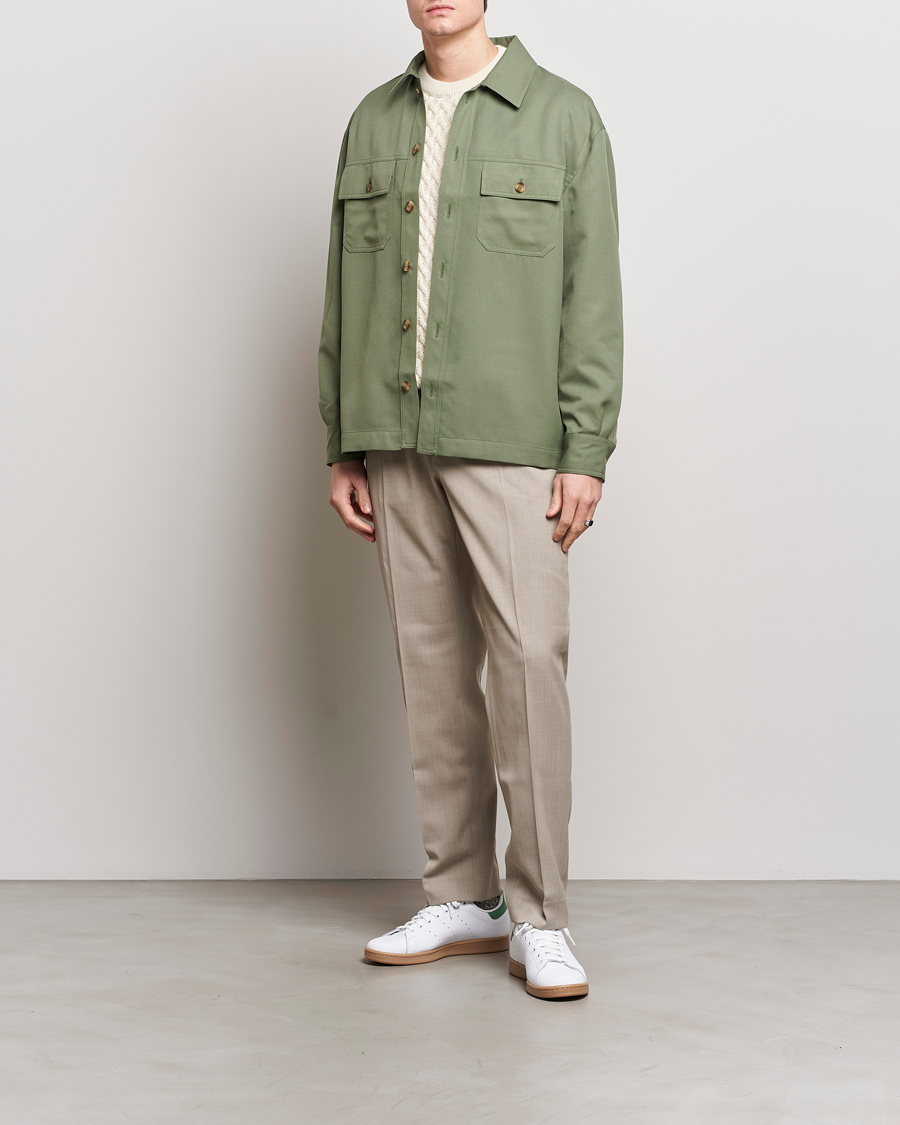 Heren | Overhemden | Drôle de Monsieur | Wool Overshirt Khaki