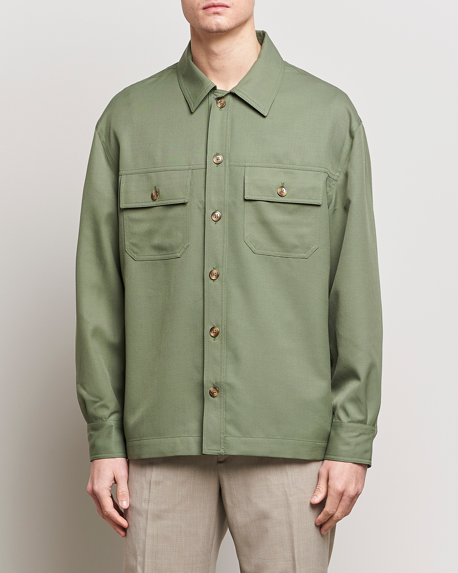 Heren | Overshirts | Drôle de Monsieur | Wool Overshirt Khaki