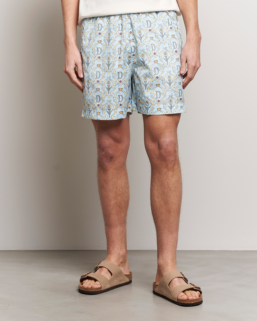 Heren | Drôle de Monsieur | Drôle de Monsieur | Ornaments Swim Shorts Light Blue