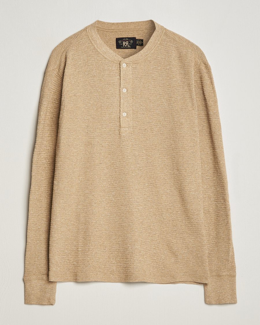 Heren | Truien | RRL | Long Sleeve Henley Tan Heather