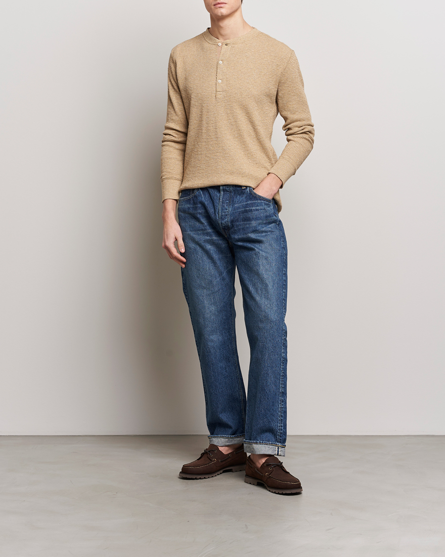Heren | Truien | RRL | Long Sleeve Henley Tan Heather