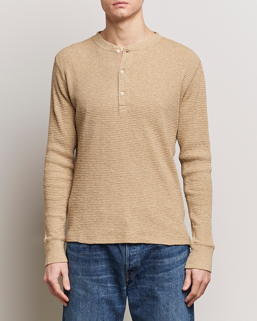 Heren | RRL | RRL | Long Sleeve Henley Tan Heather