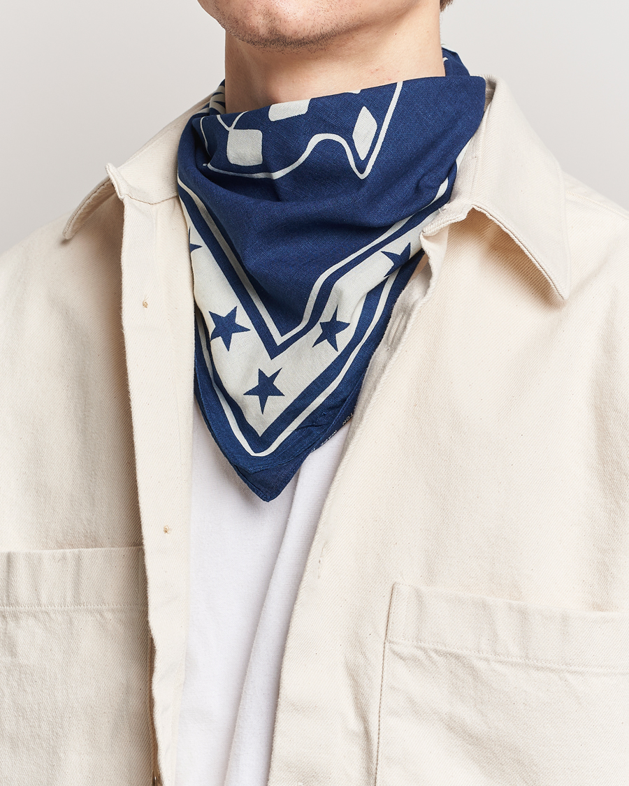 Heren | Accessoires | RRL | Car Club Print Bandana Indigo/Cream