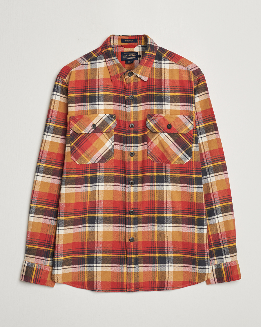 Heren | Overhemden | Pendleton | Burnside Flannel Shirt Tan/Red Plaid