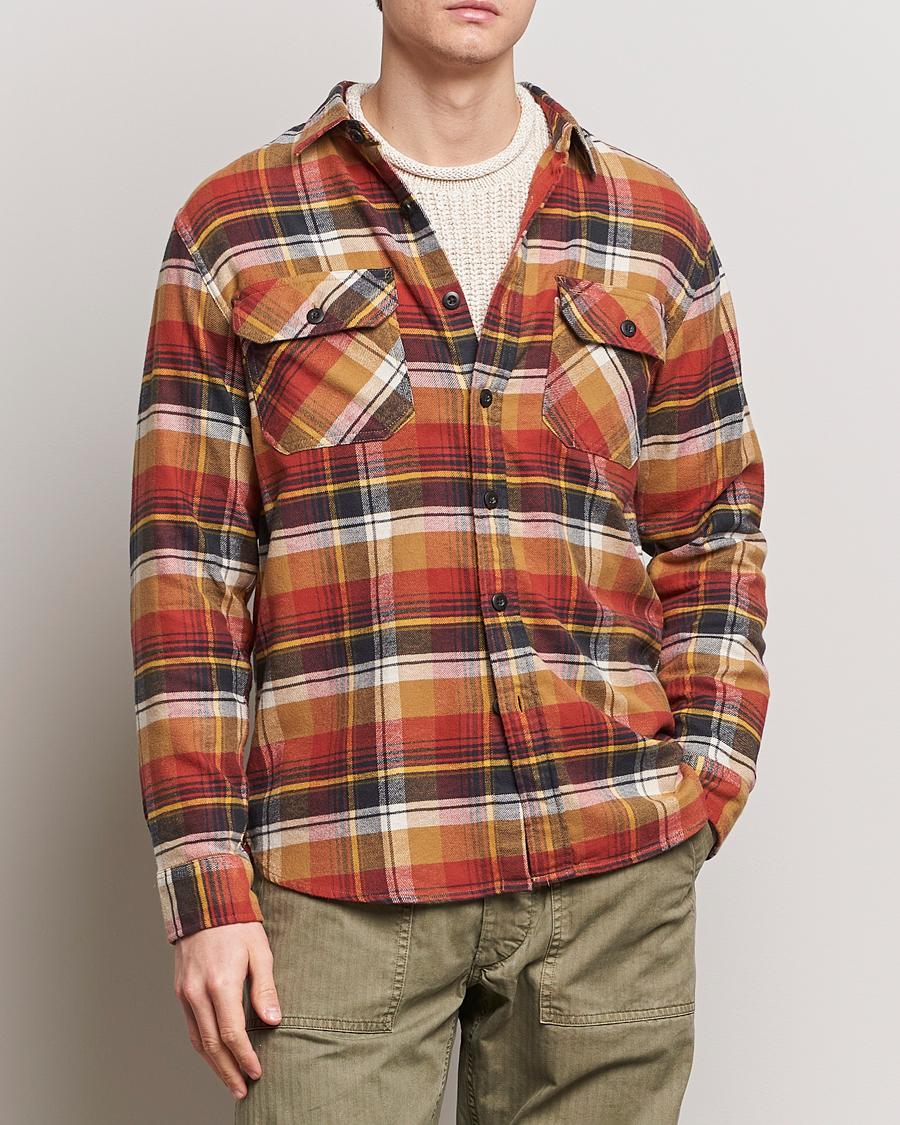 Heren | Flanellen overhemden | Pendleton | Burnside Flannel Shirt Tan/Red Plaid