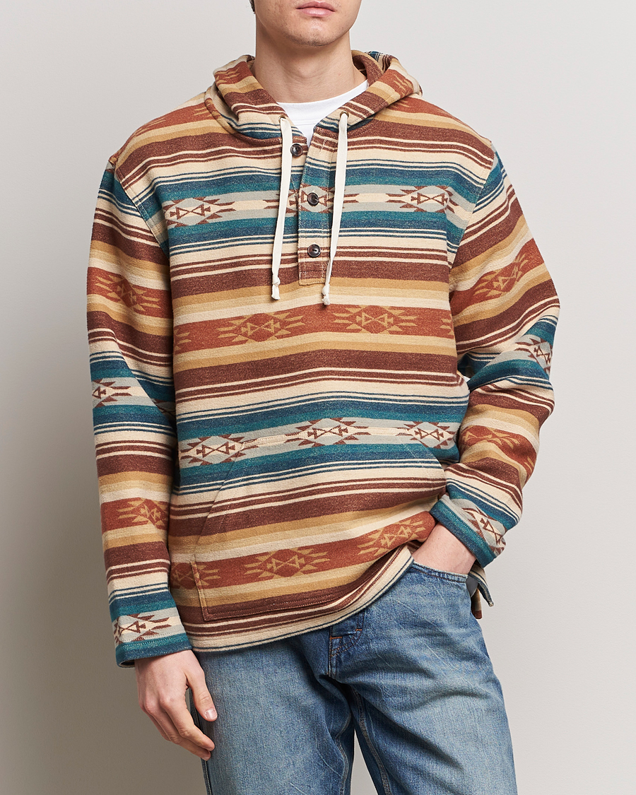 Heren | Truien | Pendleton | Driftwood Hoody Azure/Brown Stripe