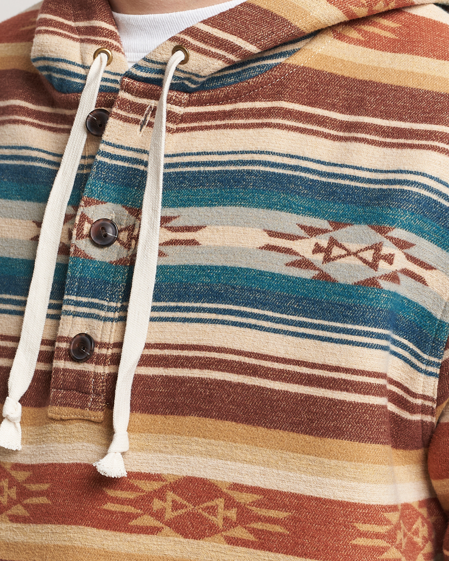 Heren | Truien | Pendleton | Driftwood Hoody Azure/Brown Stripe