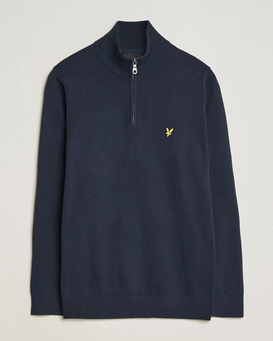 Heren | Truien | Lyle & Scott | Cotton Knitted Half Zip Dark Navy