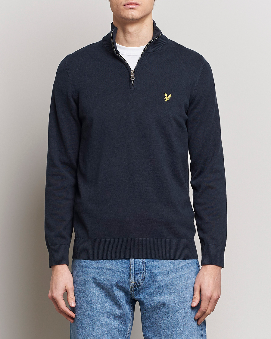 Heren | Sale Kleding | Lyle & Scott | Cotton Knitted Half Zip Dark Navy